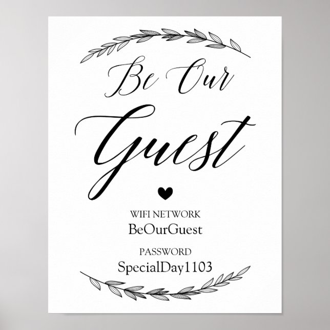 Wedding Sign – Wifi Password Laurel Wedding Sign (Front)