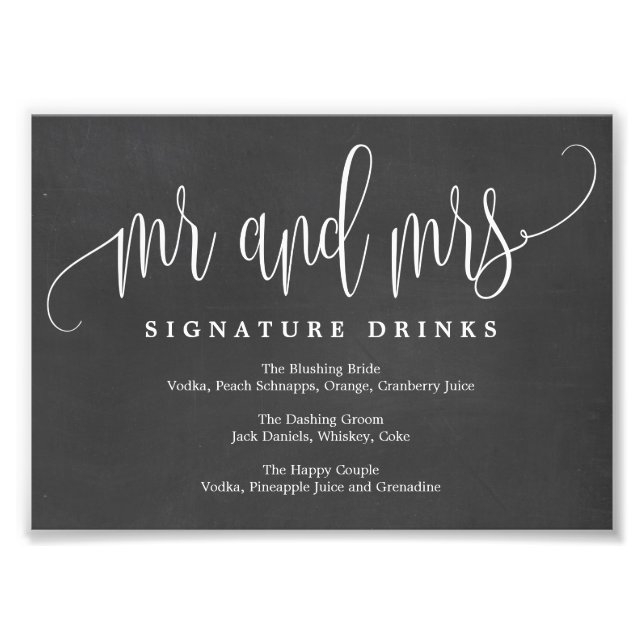 Wedding Signature Drinks Sign Choose Your Size (Front)