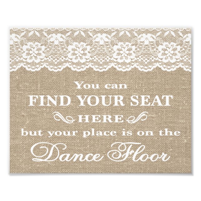 Wedding Signs - Burlap & Lace - Find Your Seat - (Front)