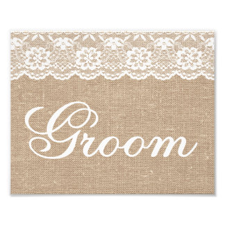 Wedding Signs - Burlap & Lace - Groom -