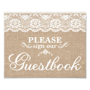 Wedding Signs - Burlap & Lace - Guestbook -