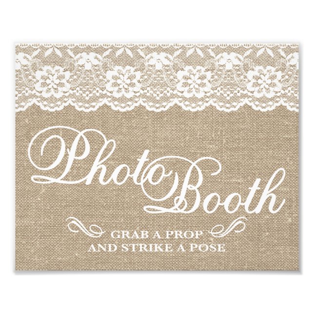Wedding Signs - Burlap & Lace - Photo Booth - (Front)