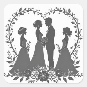 Wedding silhouette Illustrations  Square Sticker