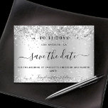 Wedding silver glitter elegant modern save the date<br><div class="desc">A modern and elegant Save the Date for a wedding. A faux silver background decorated with faux glitter. sparkles.  Personalize and add a date and names. The text: Save the Date is written with a large trendy hand lettered style script.</div>