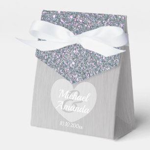 Wedding Silver Glitter Personalized Favor Box
