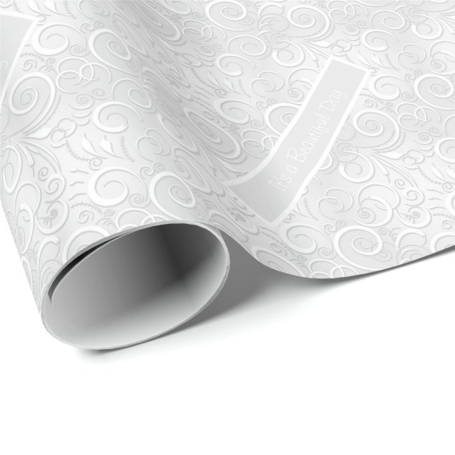 Wedding Silver It's a Beautiful Day Luxury Fancy Wrapping Paper (Roll Corner)