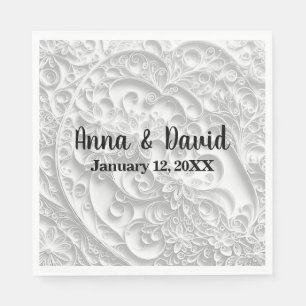 Wedding Silver Paper Quilling Daisy Design Napkin