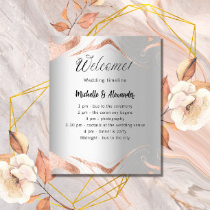 Wedding silver rose gold marble program timeline