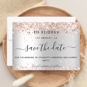 Wedding silver rose gold modern save the date