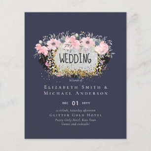WEDDING - Silver Rosegold Floral Girly Glitter