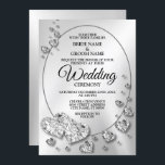 Wedding Silver Shiny Hearts Geometric Elegant Invitation<br><div class="desc">Wedding Silver Shiny Hearts Geometric Elegant Invitation. Unique,  beautiful,  stylish design. Easy to be personalized. Font style,  size and colours can be changed. Matching items available.</div>