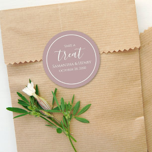 Wedding Simple Calligraphy Script Treat Dark Blush Classic Round Sticker