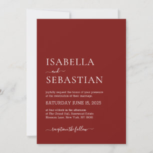 Wedding Simple Dark Red Invitation