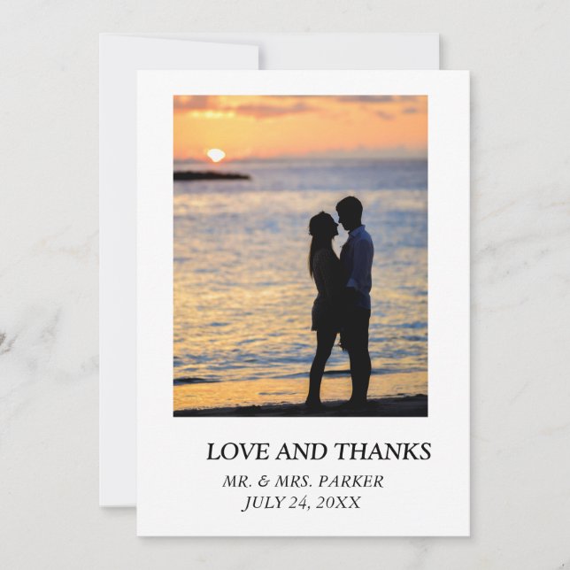 Wedding Simple Elegant Text and Image  Thank You Card (Front)