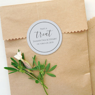 Wedding Simple Light Blue Calligraphy Script Treat Classic Round Sticker