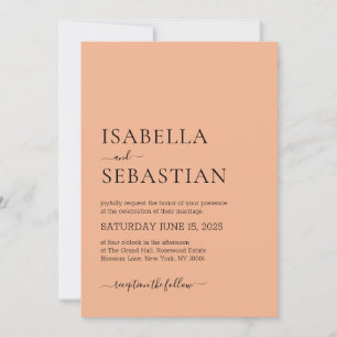 Wedding Simple Light Salmon Invitation