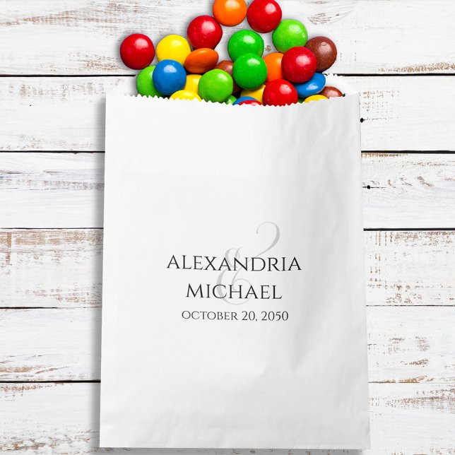 Wedding Simple Minimalist Favour Candy Template Bag (Simple minimalist candy favor bag. with calligraphy script ampersand.)