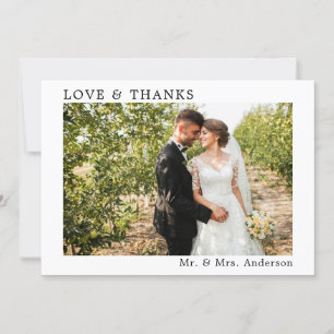 Wedding Simple Minimalist Love and Thanks Modern Thank You Card