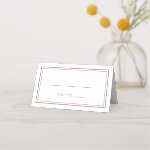 Wedding Simple Minimalist Modern Dusty Rose White Place Card
