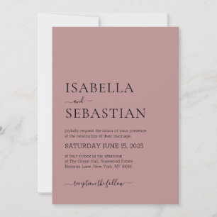 Wedding Simple Modern Dusty Rose Soft Elegant Invitation