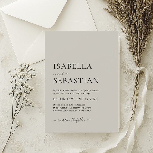 Wedding Simple Modern Light Grey Invitation (Creator Uploaded)