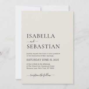 Wedding Simple Modern Linen Ivory Invitation