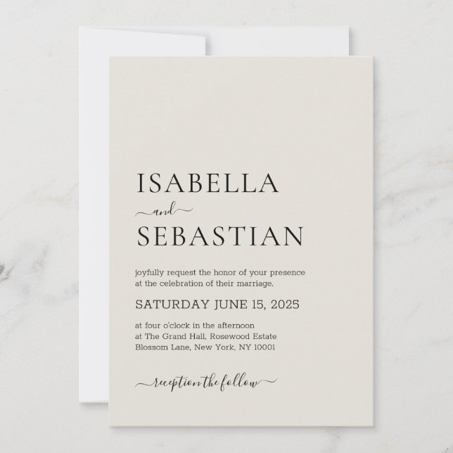 Wedding Simple Modern Linen Ivory Invitation (Front)