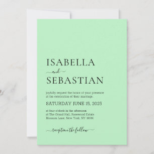 Wedding Simple Modern Pale Green Invitation