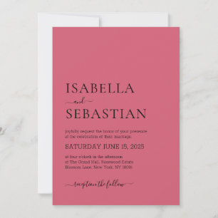 Wedding Simple Modern Pale Violet Red Invitation