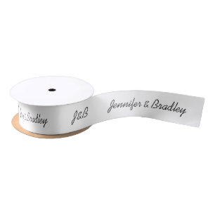 Wedding Simple Monogram Custom Name Personalized Satin Ribbon