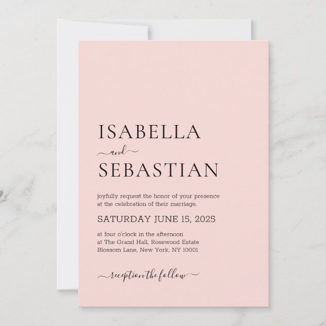 Wedding Simple Peach Blossom Invitation (Front)
