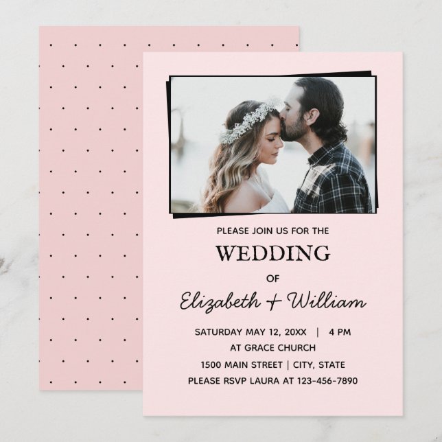 Wedding Simple Photo Elegant Invitation (Front/Back)