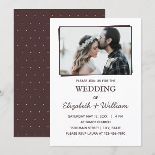 Wedding Simple Photo Elegant Wine Colour Invitatio Invitation