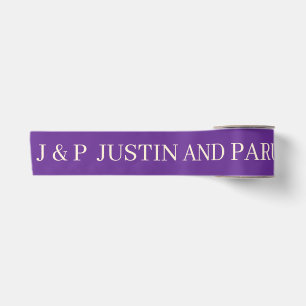 WEDDING SIMPLE STYLISH MODERN ELEGANT NAME PURPLE SATIN RIBBON