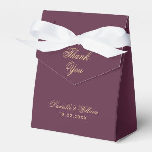 Wedding Simple Wine Colour Thank You Golden Script Favor Box