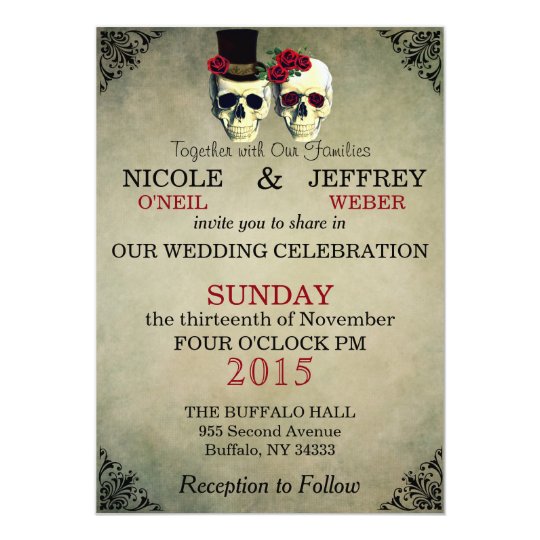 Wedding Skeleton Bride Groom Skulls Invitation