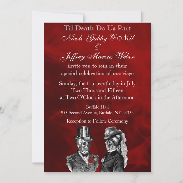 Wedding Skeleton Skulls Invitation (Front)