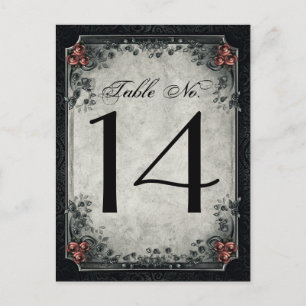 Wedding Skeletons Black & Grey Table Numbers Postcard