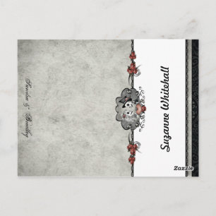 Wedding Skeletons Grey ADD NAME Folding Place Card