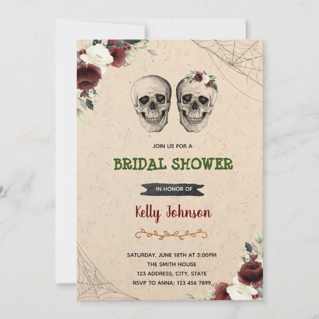 Wedding skull shower halloween invitation (Front)