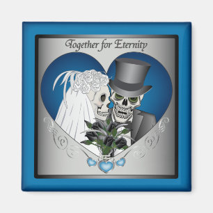 Wedding Skulls - Blue Magnet