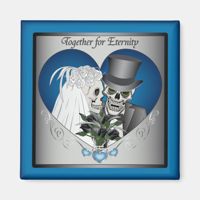 Wedding Skulls - Blue Magnet (Front)