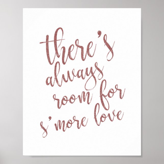 Wedding S'more Favour 8x10 Glitter Rose Gold Sign (Front)