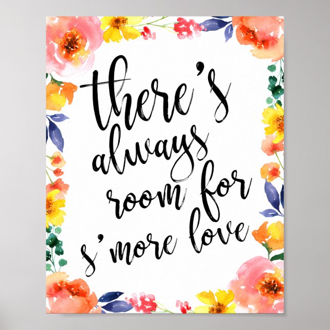 Wedding s'more love favours 8x10 floral sign (Front)
