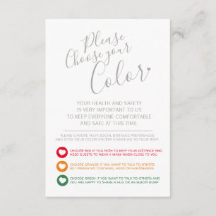 Wedding social distancing colour level request enclosure card