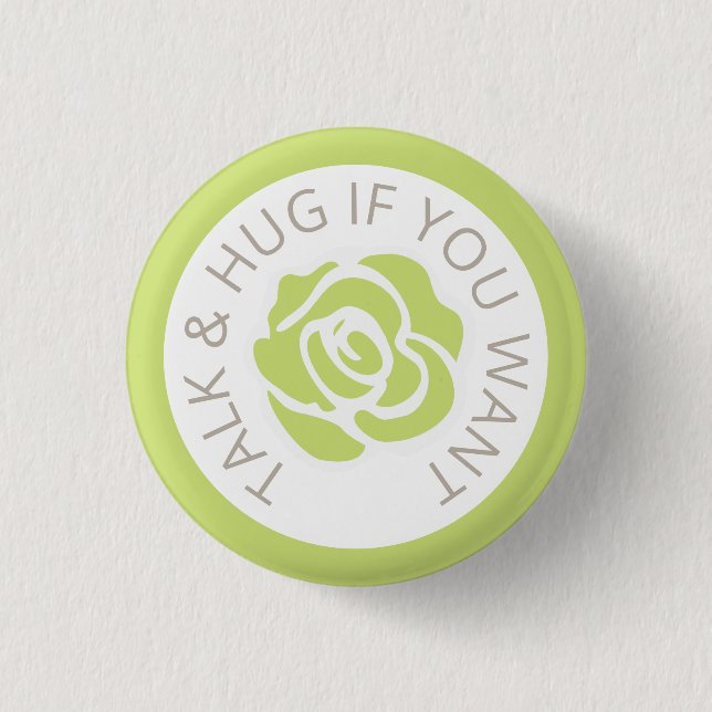 Wedding social distancing guest care green rose 1 inch round button (Front)