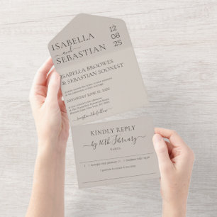 Wedding Soft Beige Kindly Reply invite