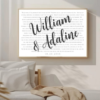 Wedding Song Lyrics, Minimal Serif Calligraphy Poster