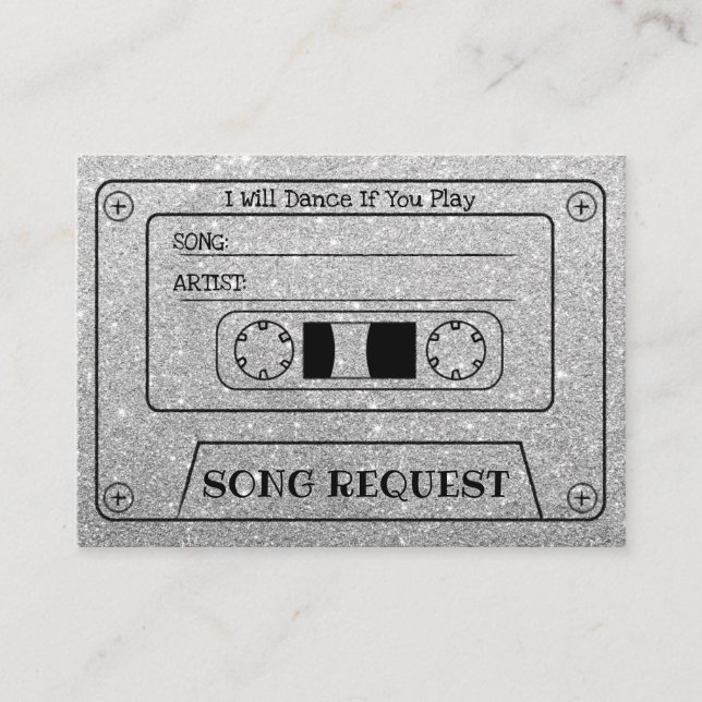 Wedding Song Request Modern Silver Cassette Insert (Front)