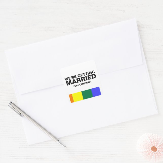Wedding Sounds Gay Fun Rainbow Pride Square Sticker (Envelope)